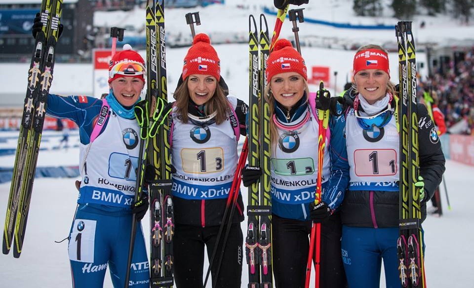 Foto: Facebook/Zľava: Veronika Vítková, Jitka Landová, Gabriela Soukalová a Eva Puskarčíková evkastafeta